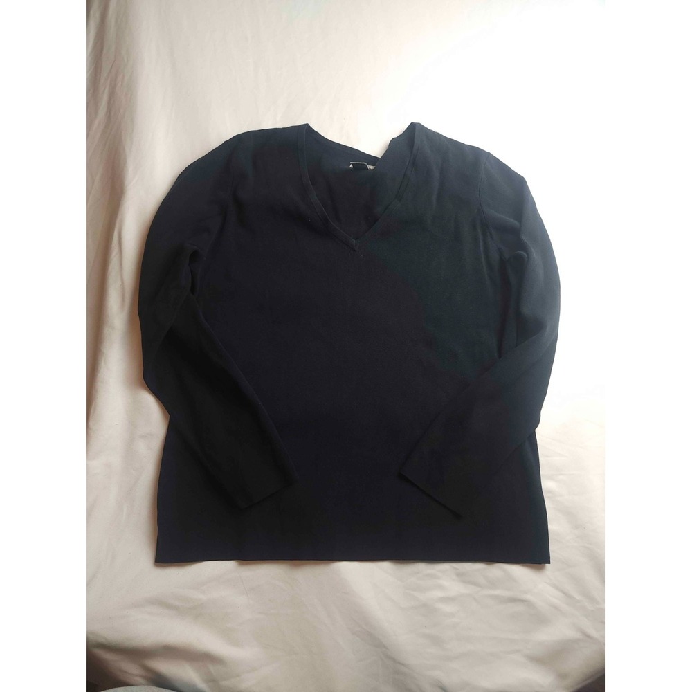 Chico's Sweater Womens‎ Size 3 Black V-Neck Long Sleeve Silk Blend Pullover